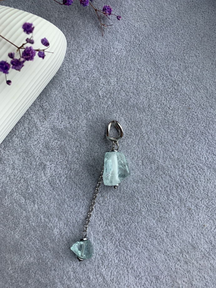 Кулон с аква кварцем «Ледяной цветок»