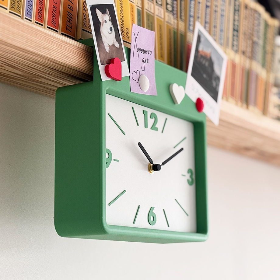 Подвесные часы на полку с магнитами, зеленые