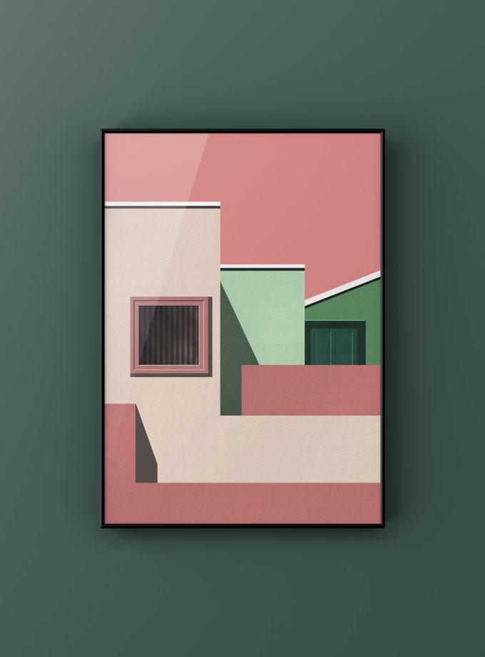 Авторские постеры с абстрактной архитектурой (2шт) 30х40 см