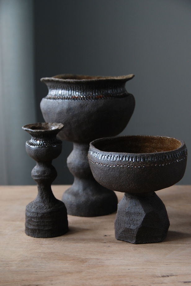 Керамическая ваза-подсвечник ручной работы серии Хроники