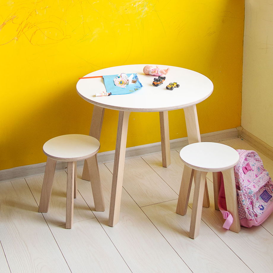 Детский круглый стол и два табурета Kiddy's Store, комплект детской мебели стол и два табурета