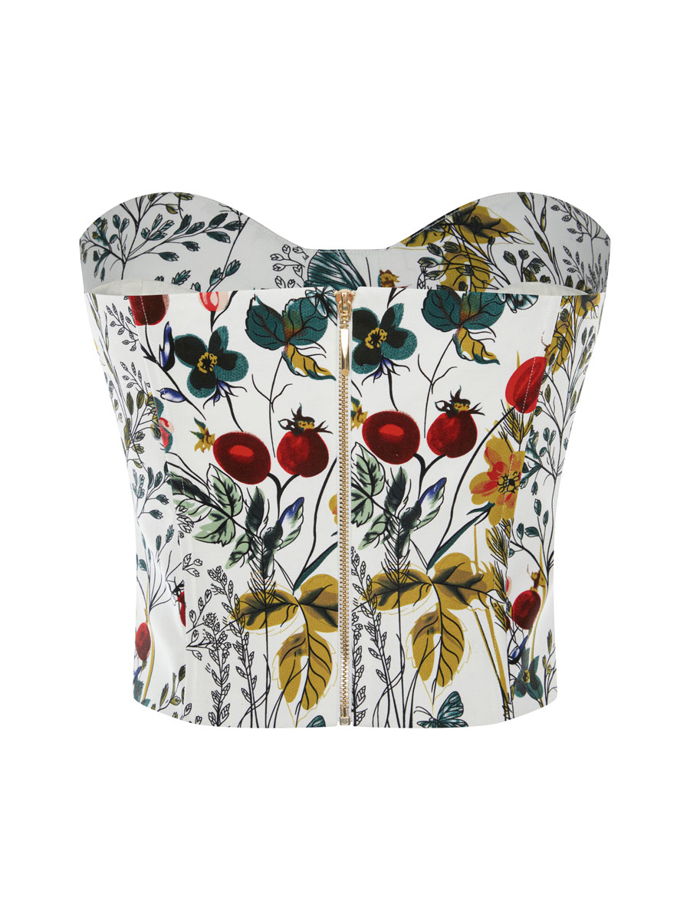 Топ корсетный с чашками из хлопка с цветочным принтом
