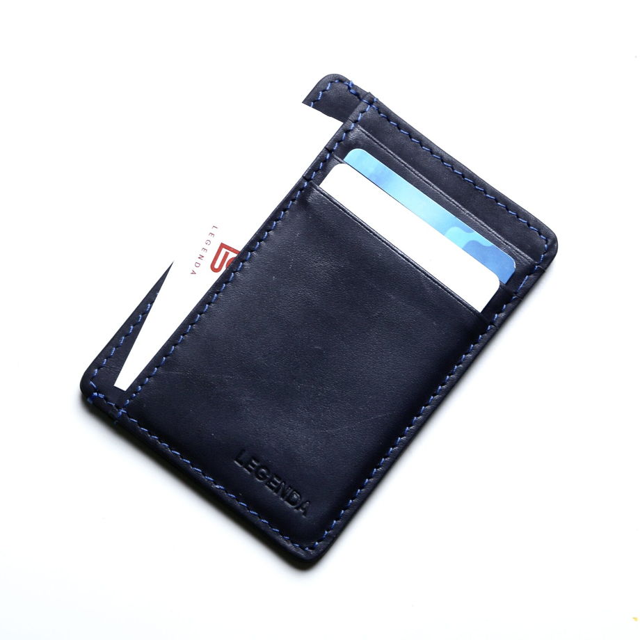 Кожаный кардхолдер-бумажник Antares тёмно-синий