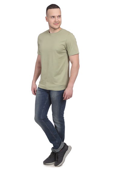 Хлопковая базовая хаки мужская футболка с вышивкой в тон