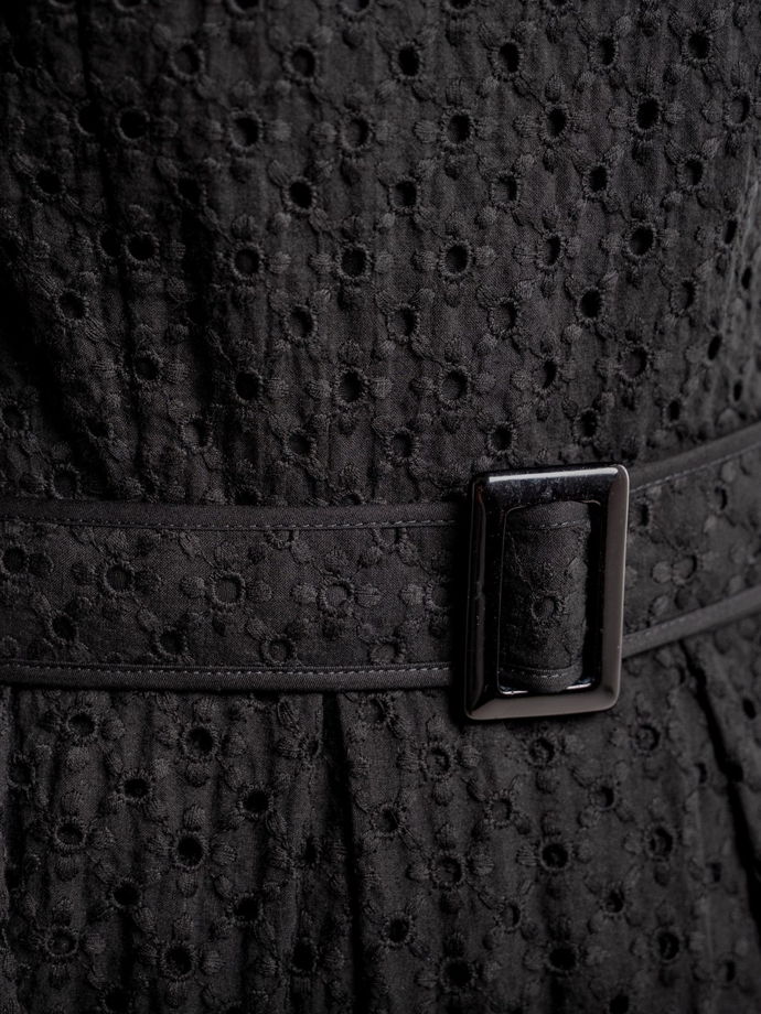 Летнее платье миди из хлопка с шитьем, черный