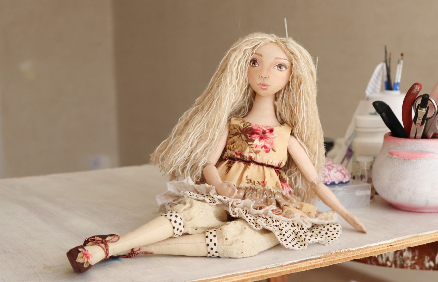 Этель, 30 см. Заготовка интерьерной куклы из текстиля для хобби, творчества, рукоделия