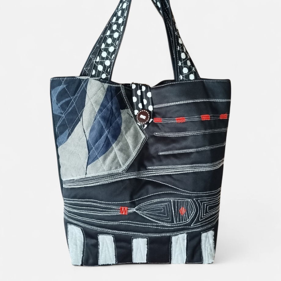 Сумка шоппер из переработанного денииа ручной работы, авторская