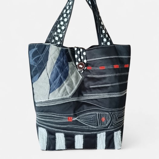 Сумка шоппер из переработанного денииа ручной работы, авторская