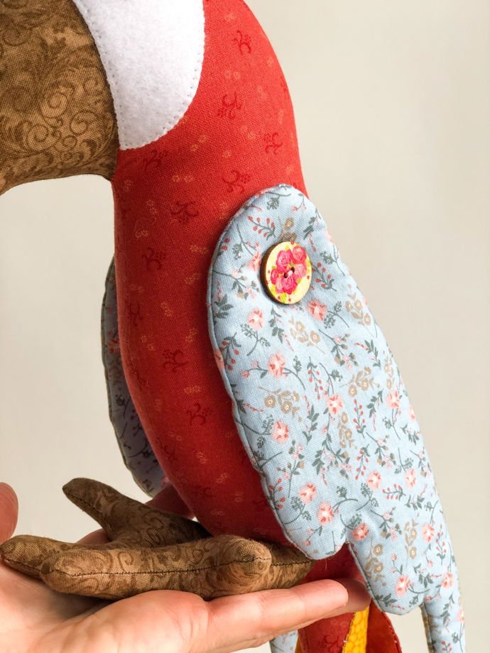 Текстильная игрушка птица "Попугай Ара"