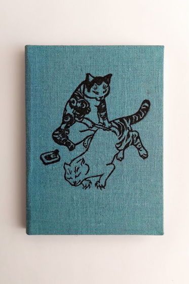 Голубой блокнот ручной работы с котами Якудза