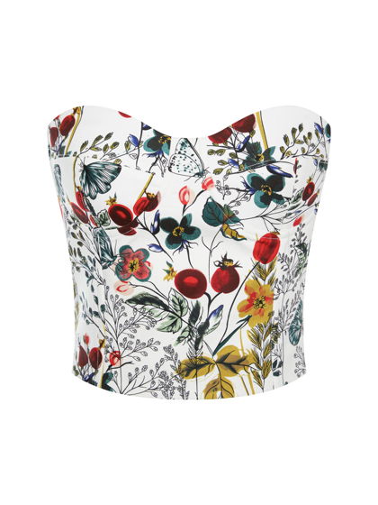 Топ корсетный с чашками из хлопка с цветочным принтом