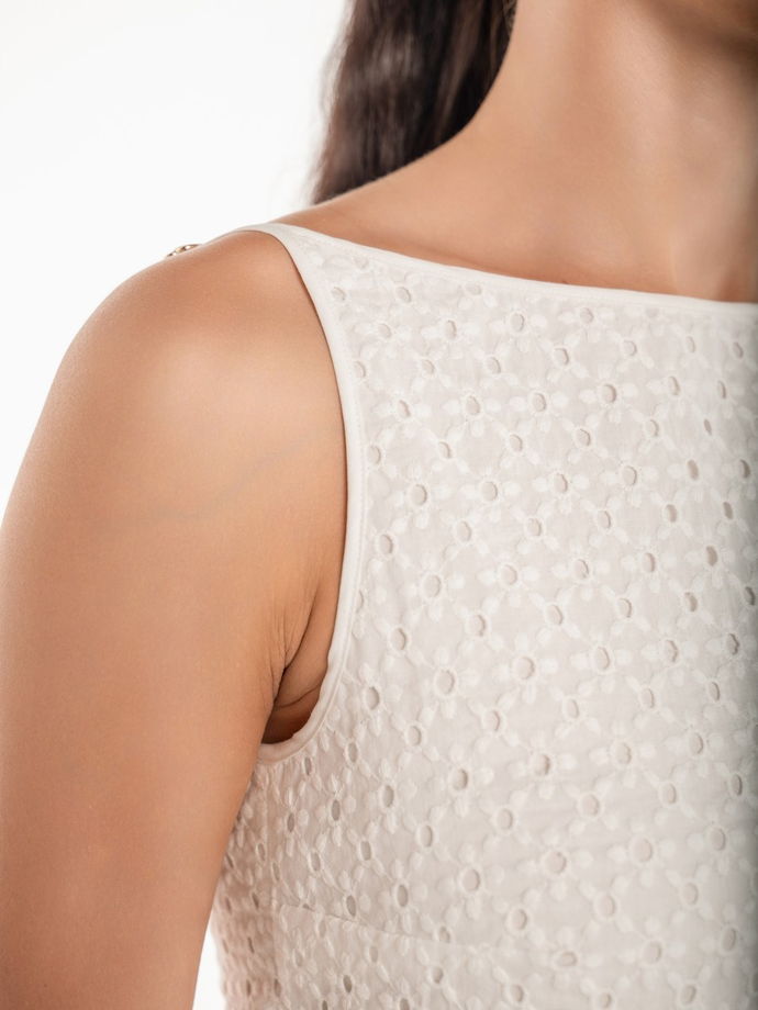 Летнее платье миди из хлопка с шитьем, белый