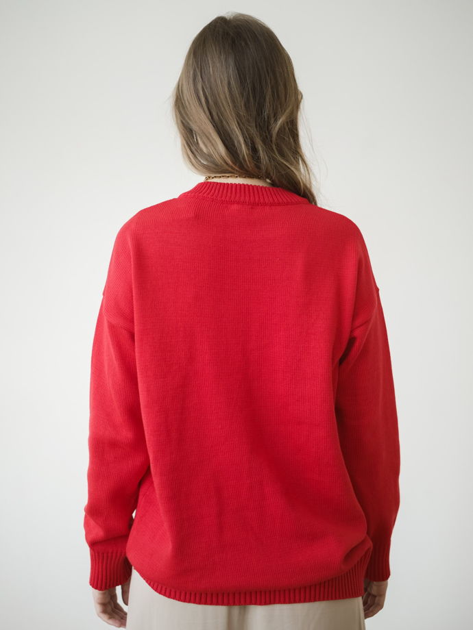Свитер красный удлиненный