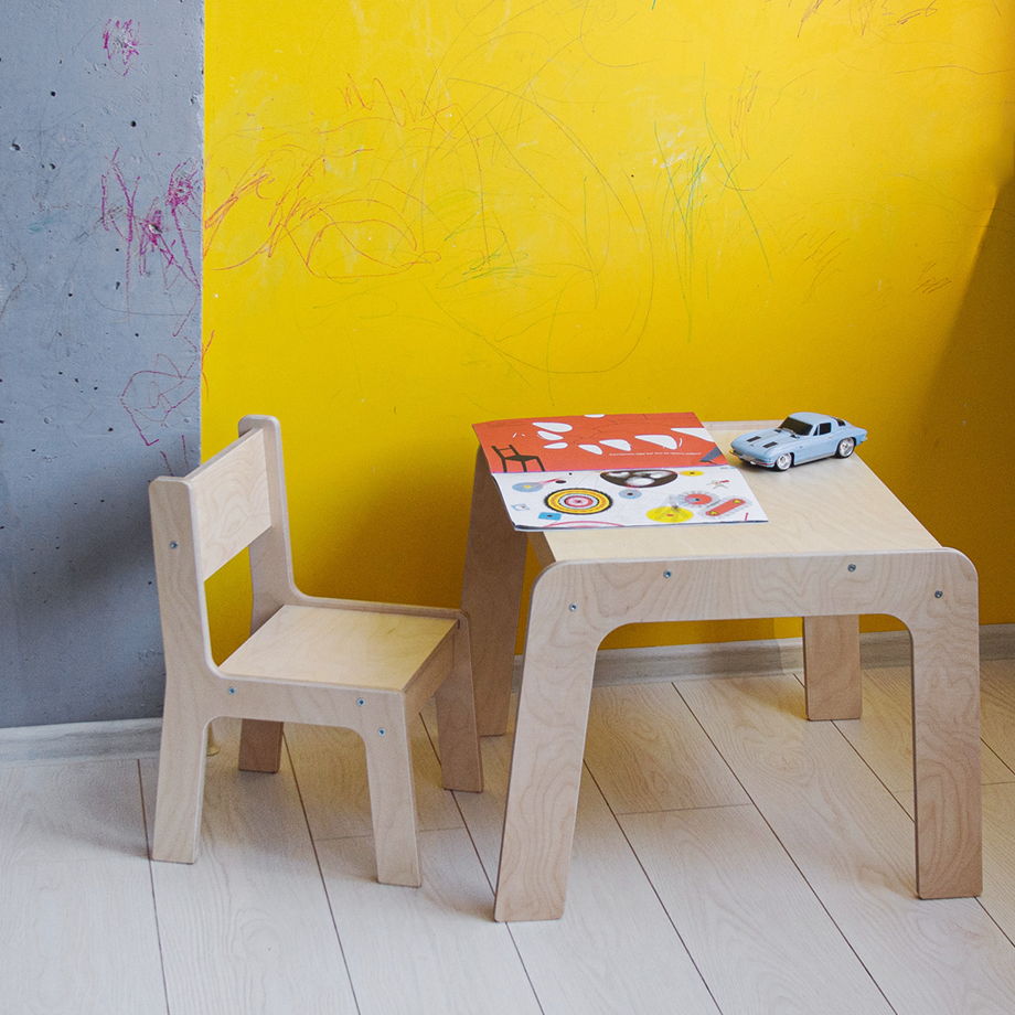 Комплект детской мебели стол и стул Киддис, деревянный, цвет натуральное дерево