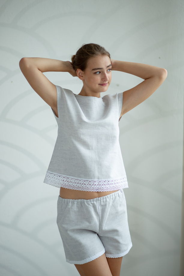 Женская пижама  с шортиками "Перезвон ветра" из натуральных  материалов