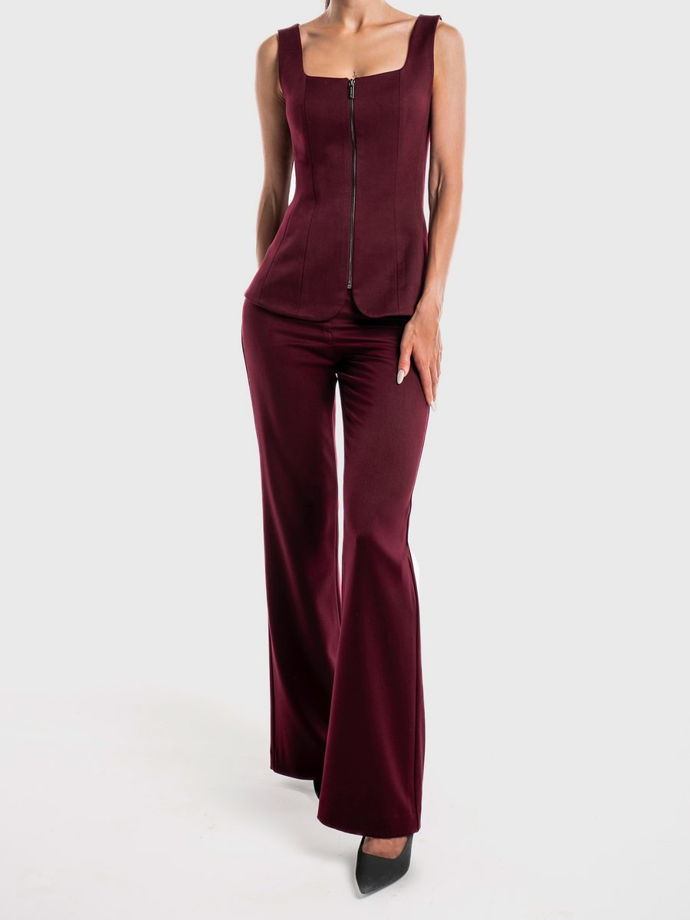 Жилет приталенный на молнии, бордовый