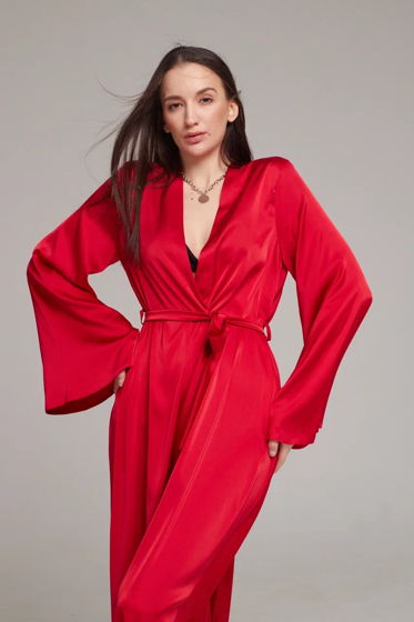 Туника-халат  атласная с поясом «Red Satin»