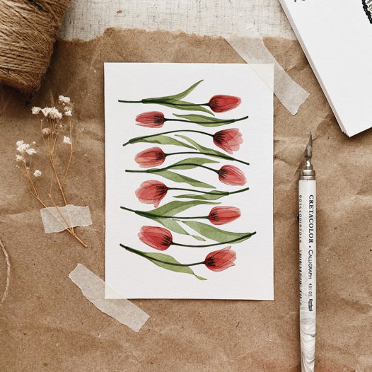 Почтовая открытка "Тюльпаны", 10х15см