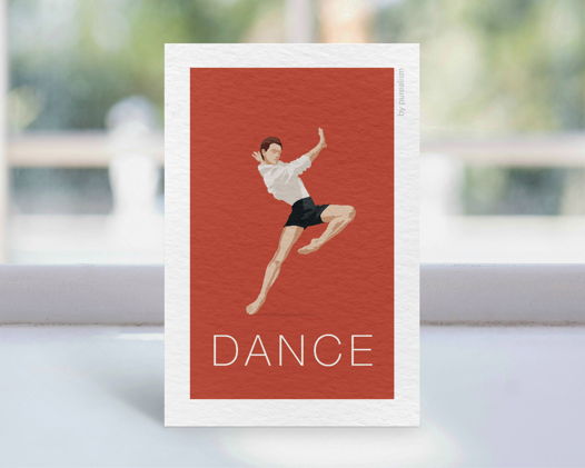 Дизайнерская открытка "Танец на красном" формата 10х15см