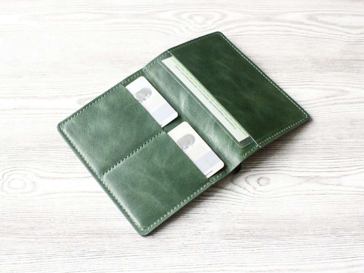 Портмоне ручной работы, из натуральной кожи, для CТС, карт и банкнот