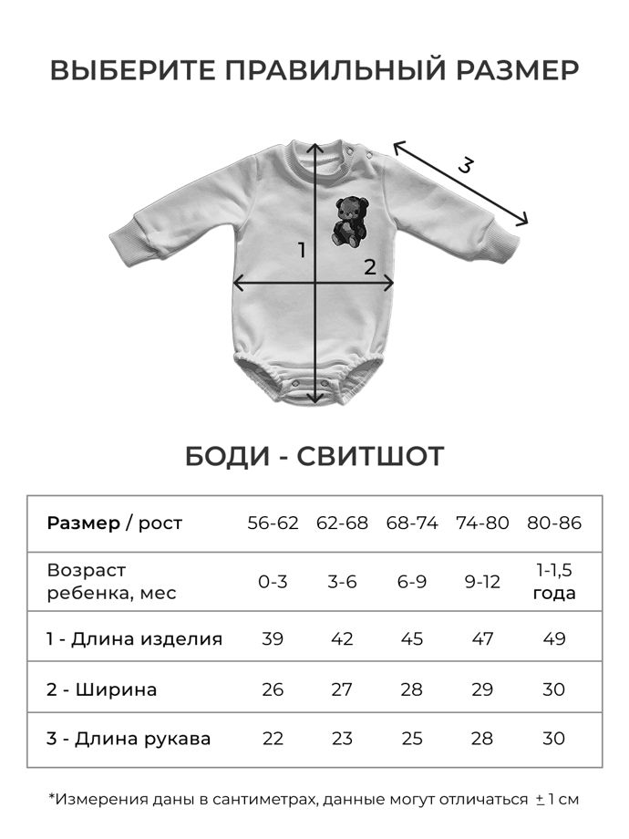Боди свитшот с мишкой р. 74