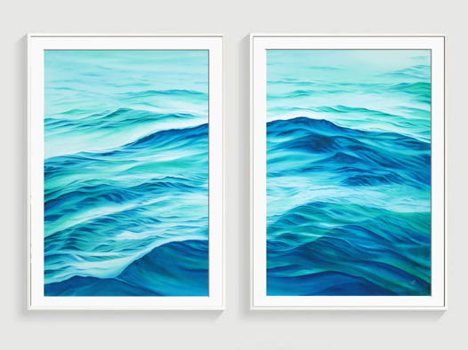 Диптих акварельной картины "Волны" (76 х 56 см)