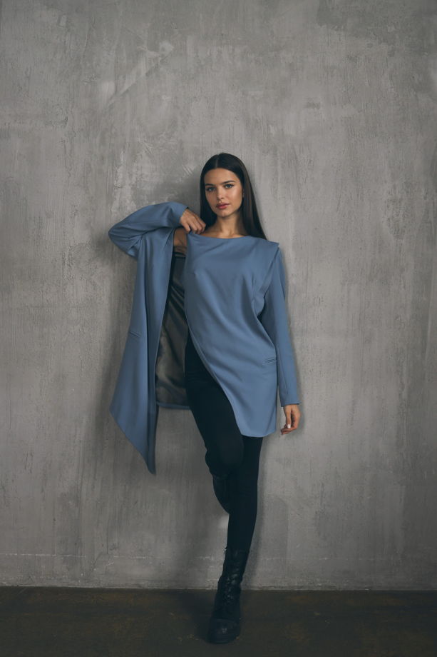 Ассиметричное платье-пиджак/Blue