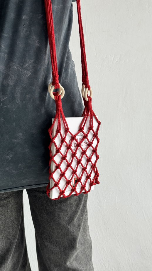 Авоська красная макраме