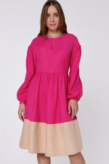 Платье двухцветное розовое