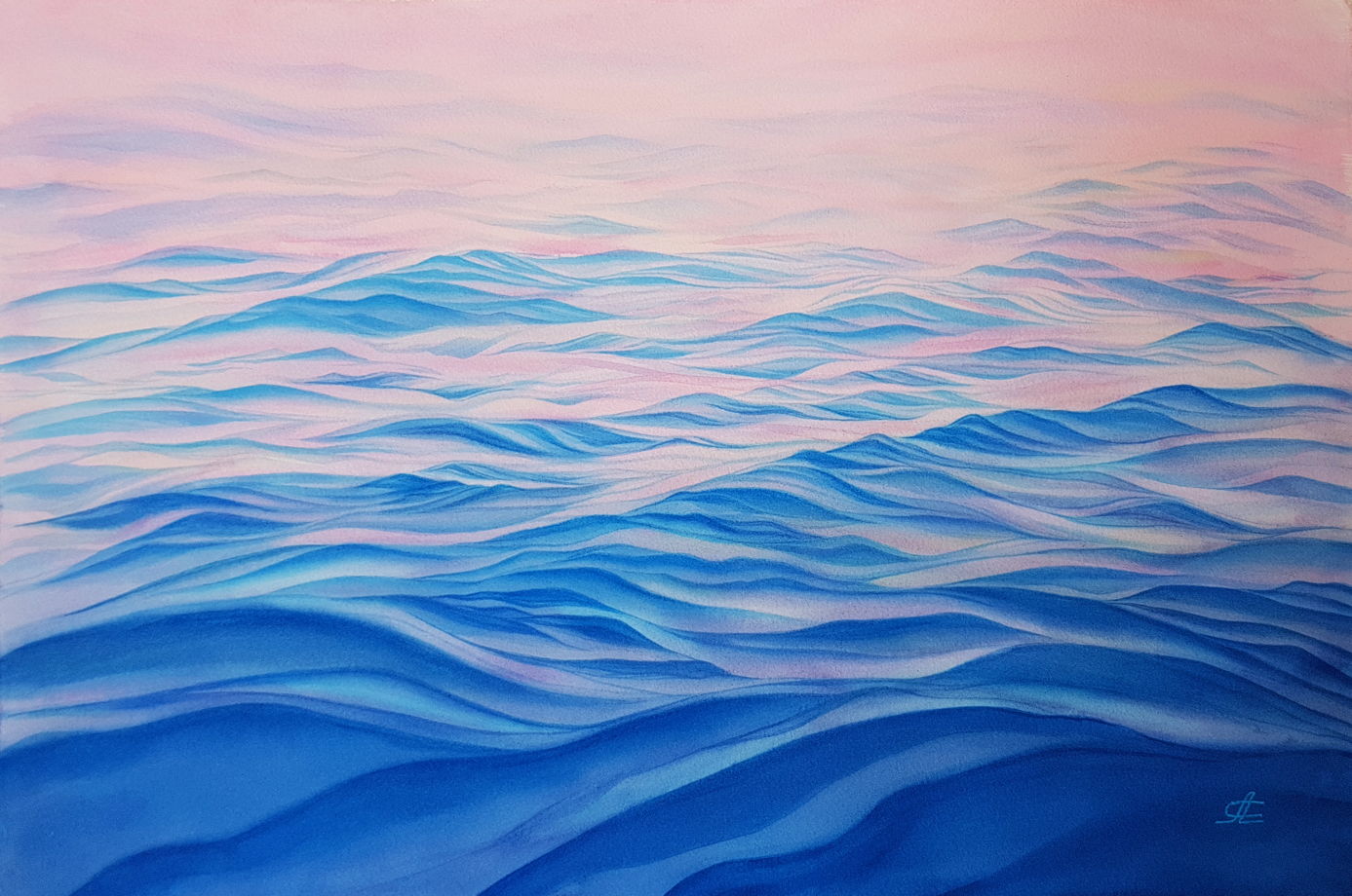 Акварельная картина "Романтика океана" (56 х 38 см)