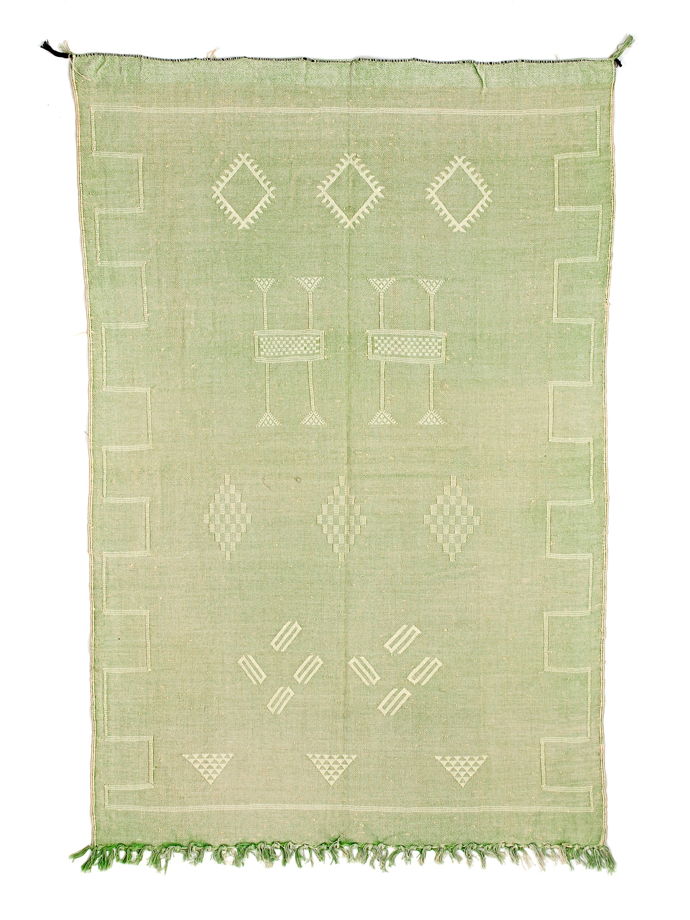 Марокканский ковёр из шёлка алоэ вера 150х90 см зелёный