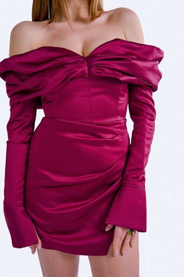 Бордовое платье - бюстье