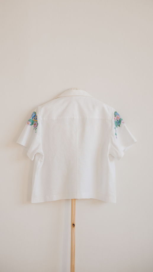 Рубашка с Фиолетовыми Цветами/30s Tablecloth Short Sleeve Shirt