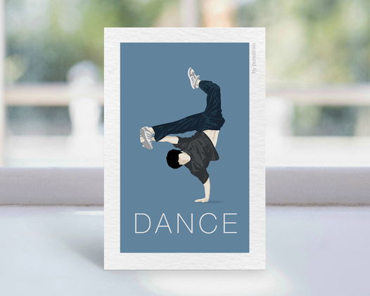 Дизайнерская открытка "Танец синий" формата 10х15см