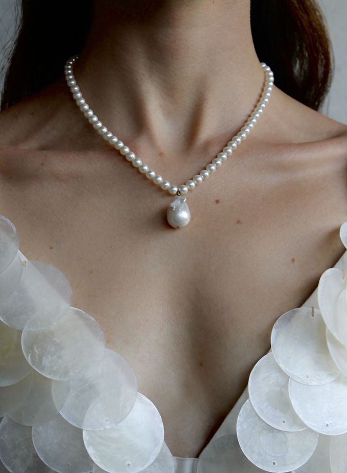 Колье «Simple & Elegant» из жемчуга и серебра
