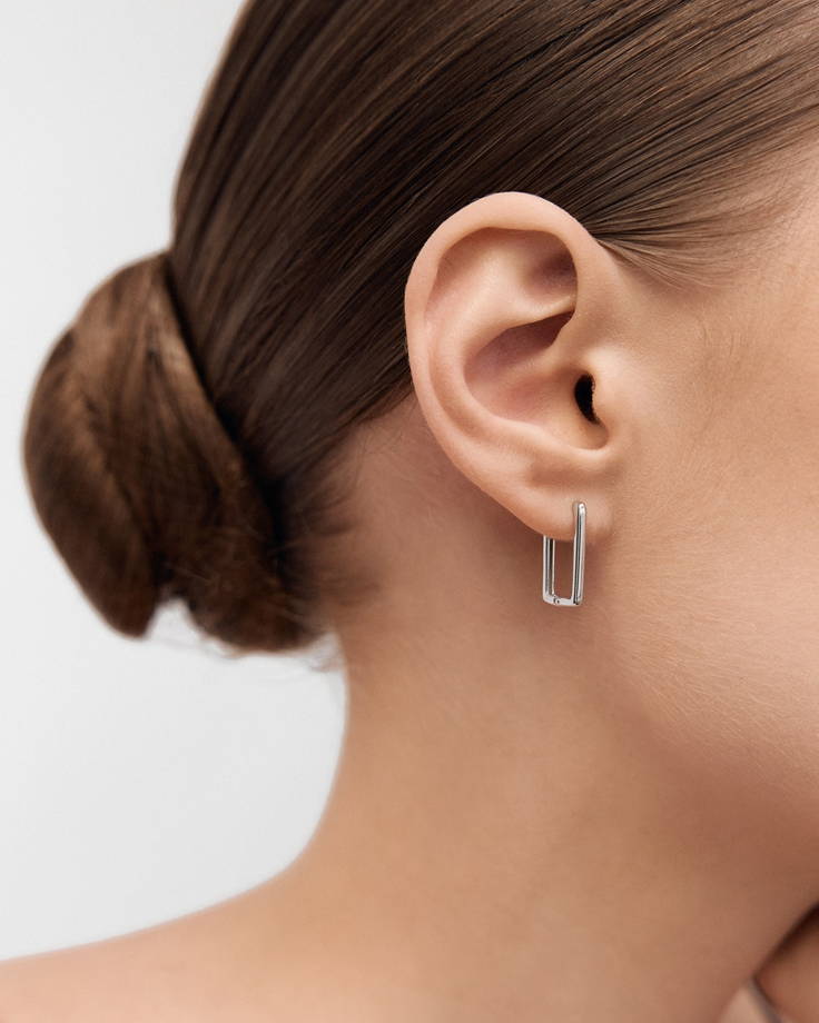Серьги кольца Квадрат серебро в магазине «Fiance Jewelry на  