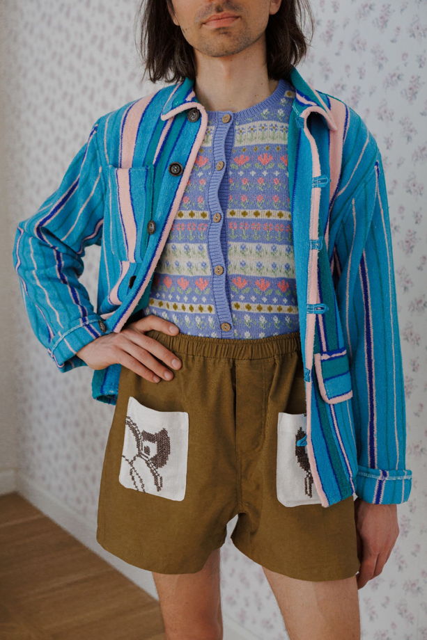 Полосатый Махровый Пиджак/Striped Towel Jacket