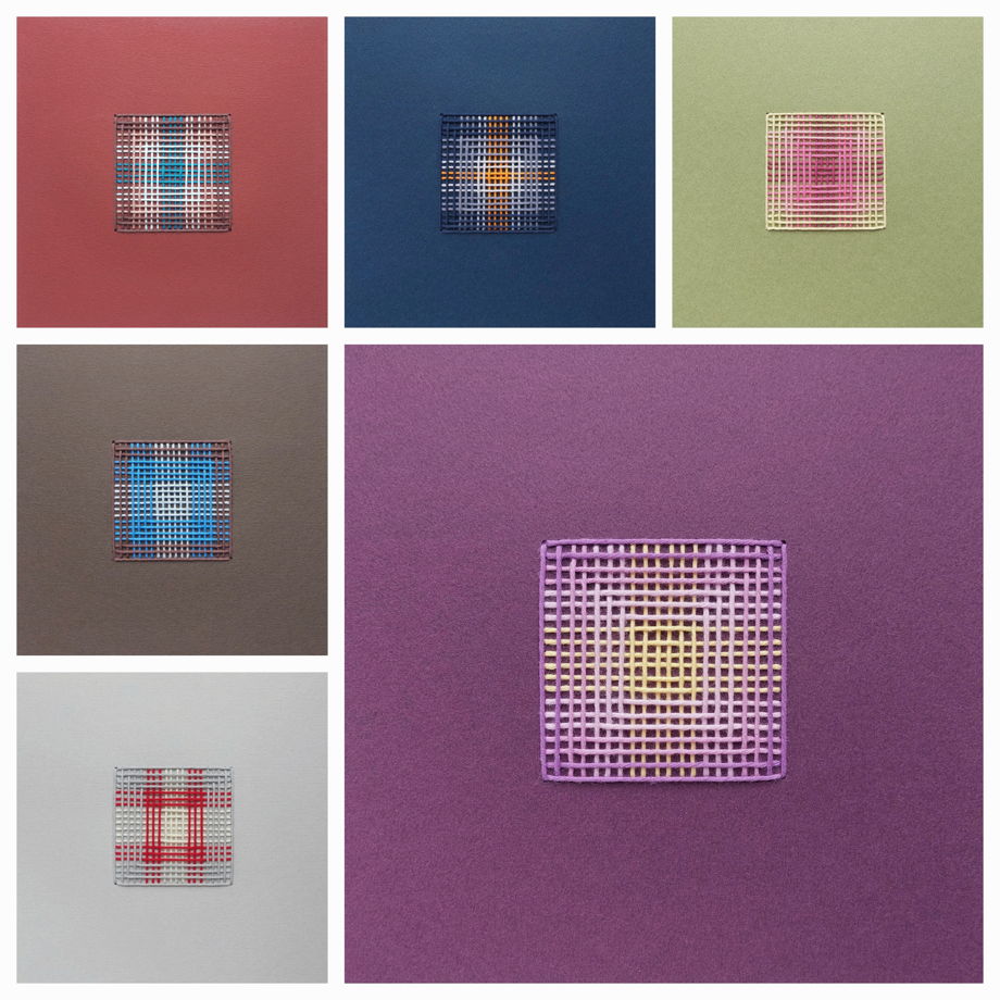 Текстильная картина, темно-сиреневый с горчичным /В наличии