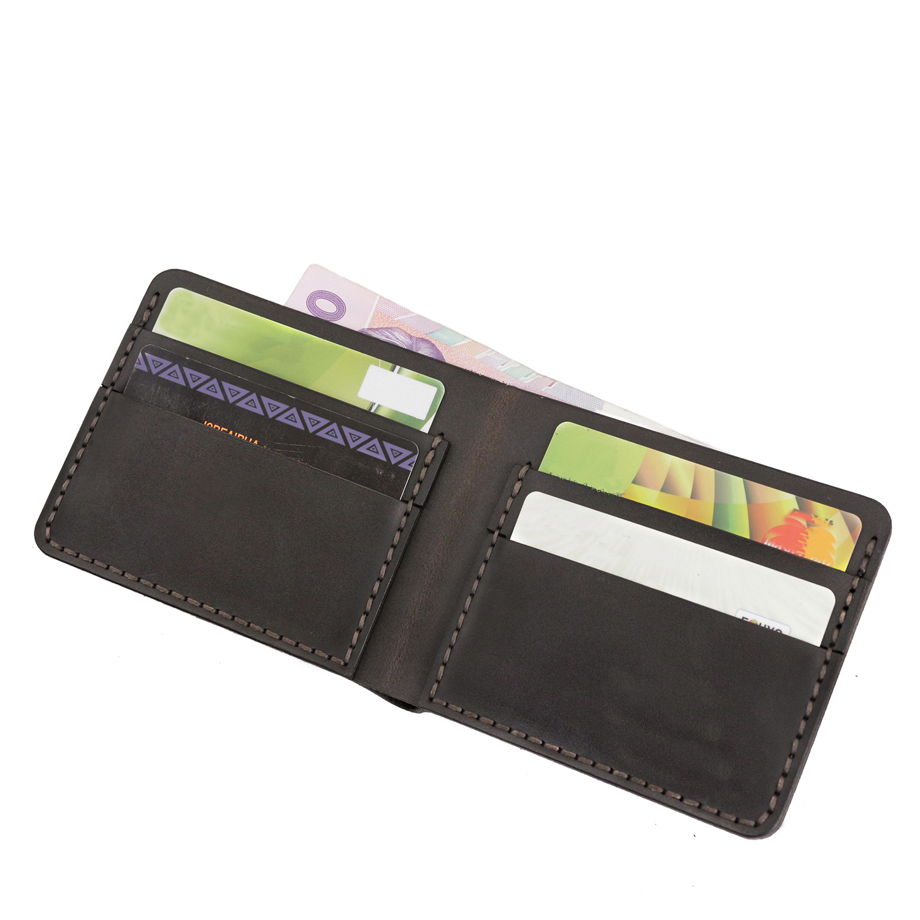 Кожаный бумажник мужской ручной работы HELFORD Корби коричневый