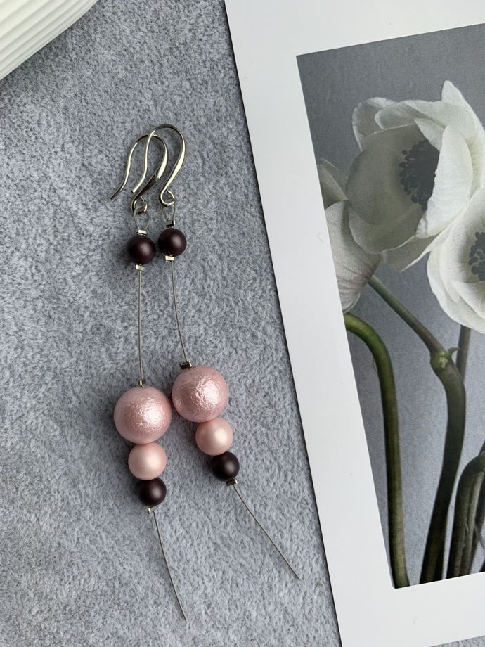 Серьги с жемчугом Майорка «Бархатный закат»