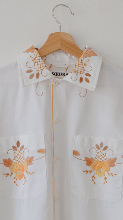 Рубашка с Кокеткой и Осенней Вышивкой/Fall Embroidery Long Sleeve Shirt