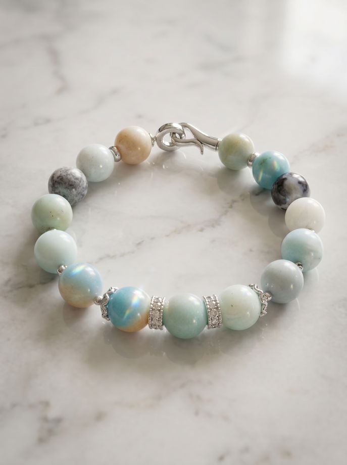 Браслет из голубого кальцита «Карибский оникс»