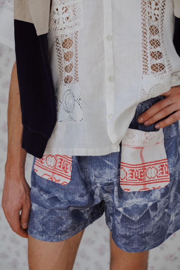 Шорты из Антикварного Хлопка/Gray Cotton Shorts