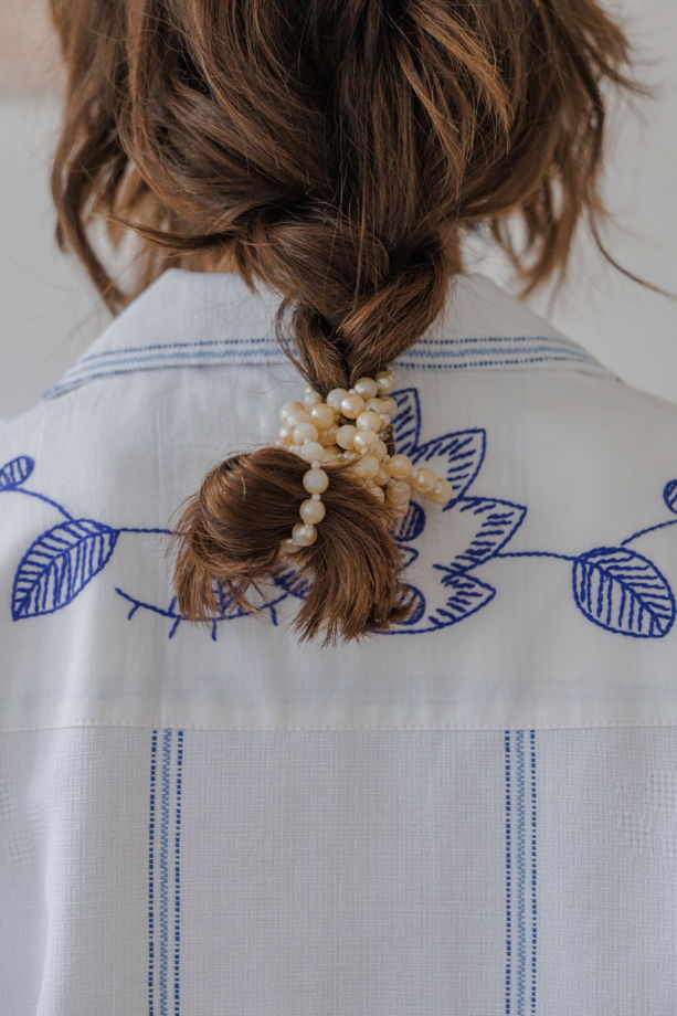Рубашка с Синими Цветами и Полосками/Blue Flowers and Stripes Long Sleeve Shirt 2