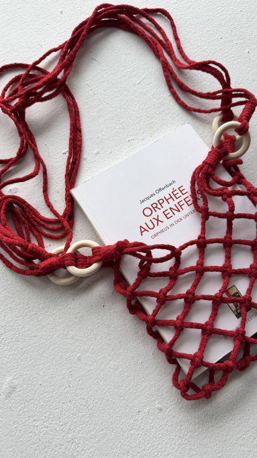 Авоська красная макраме