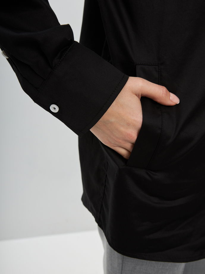Рубашка Лондон. Оттенок черный из 100% хлопка. Вышивка «Тебе можно все!»