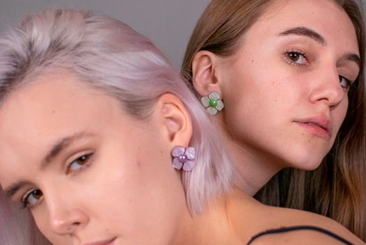 Серьги в виде цветка HORTENSIA, зеленые