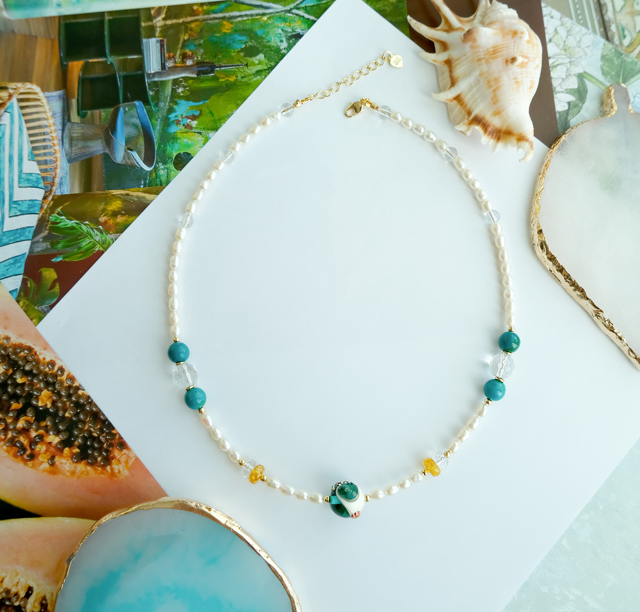 Колье Море из Жемчуга и натуральных камней в магазине «Sea Sunset Jewelry»на Ламбада-маркете