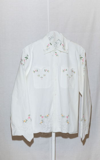 Белая Рубашка с Розовыми Цветами/White Bouquet Long Sleeve Shirt