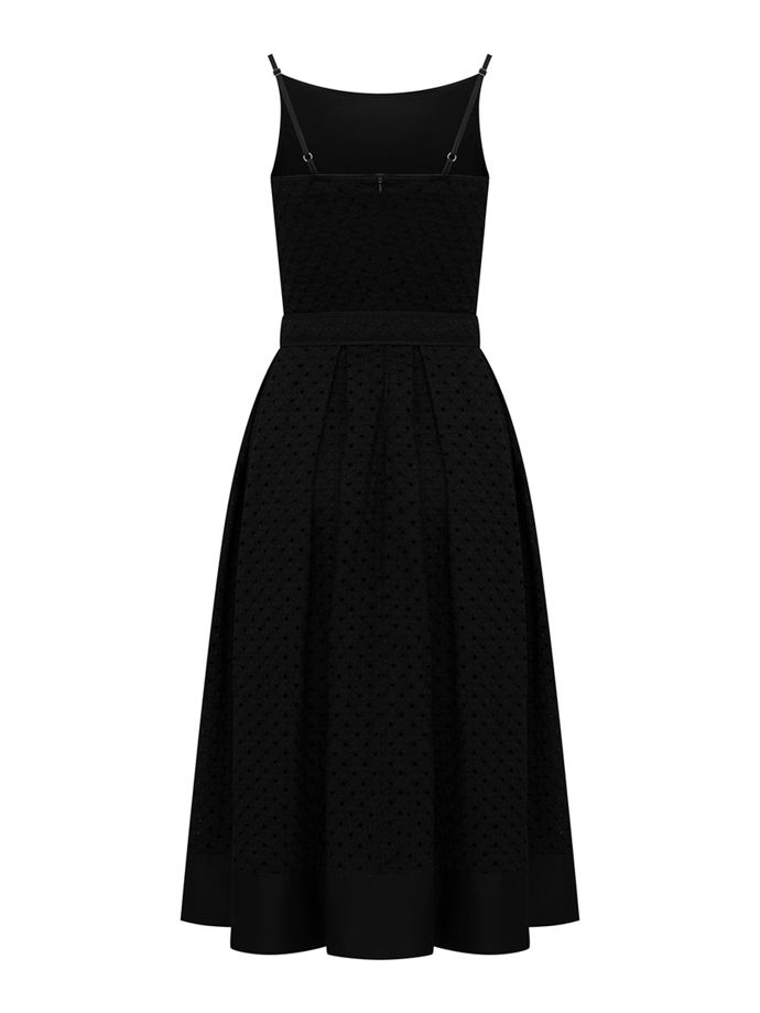 Летнее платье миди из хлопка с шитьем, черный